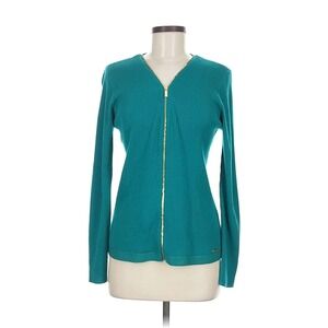 Calvin Klein Teal/Turquoise‎ Long Sleeve Ribbed Zip Cardigan M